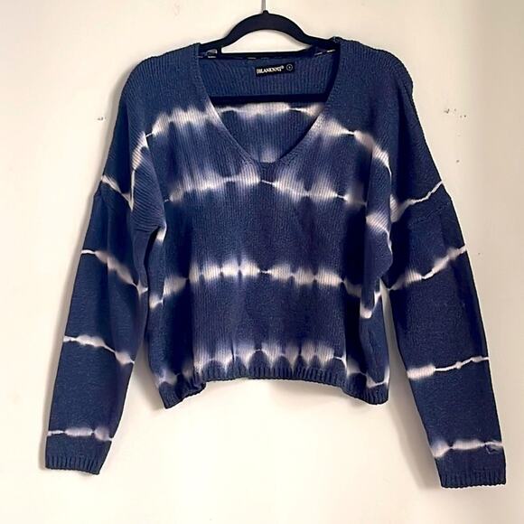 Blank NYC tie dyed bleach dyed cropped a neck knit sweater sz S - Picture 1 of 5